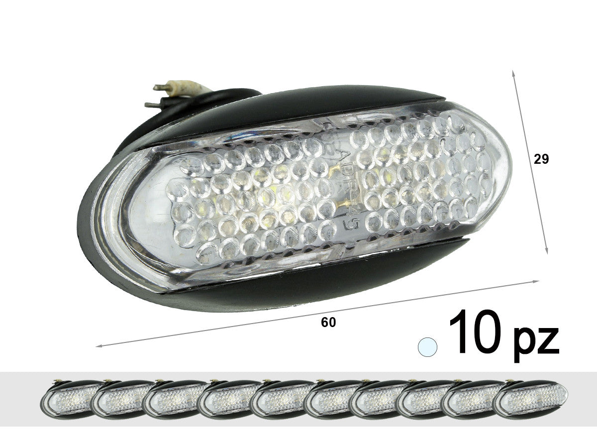 10 Pezzi Fanali Laterali Led 24V 12V Bianco Freddo Per Luce Ingombro Cortesia Targa Cupola Cappa Camion Rimorchio Caravan Furgon