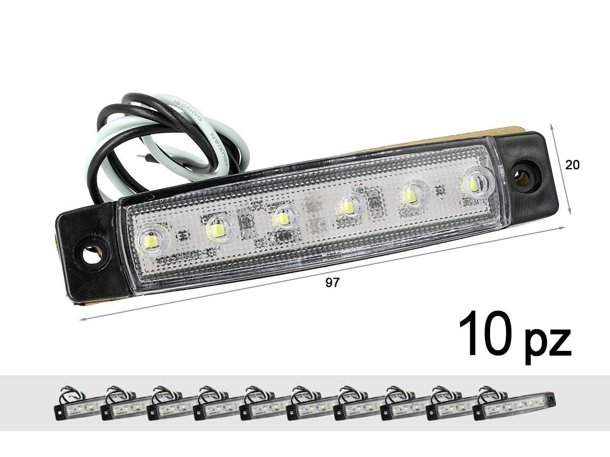 10 Pezzi Fanali Laterali Led 24V 12V Colore Bianco Freddo Per Luce Ingombro Cortesia Targa Cupola Cappa Camion Rimorchio Caravan