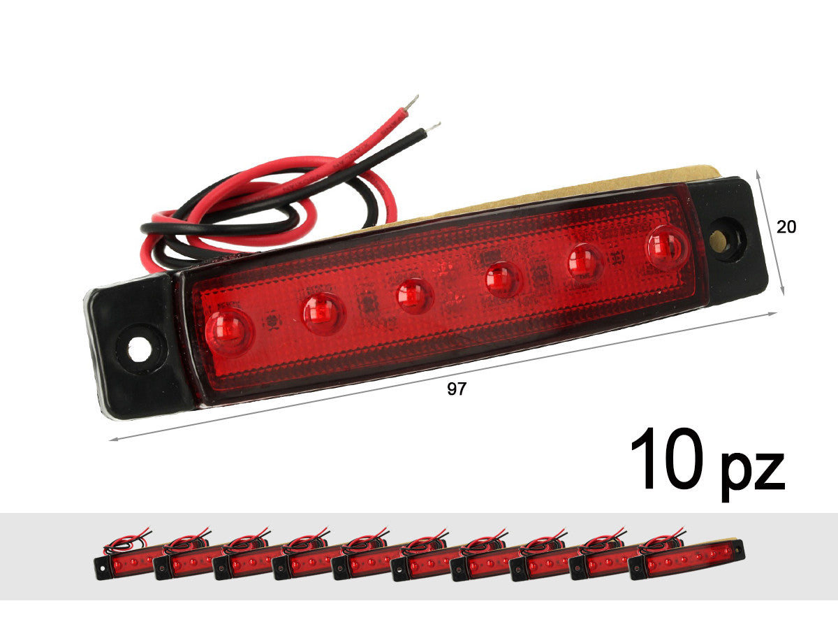 10 Pezzi Fanali Laterali Led 24V 12V Colore Rosso Per Luce Ingombro Cortesia Targa Cupola Cappa Camion Rimorchio Caravan Furgone