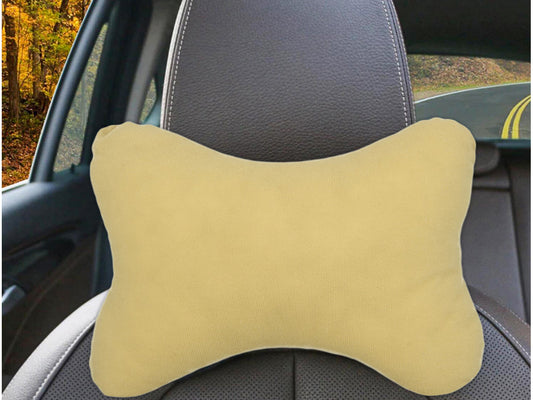 2 Pezzi Cuscini Poggiatesta Auto Ergonomici e Traspiranti Colore Beige