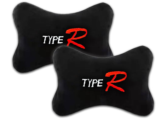 2 Pezzi Cuscini Poggiatesta Auto Ergonomici e Traspiranti Colore Nero Scritta Type R