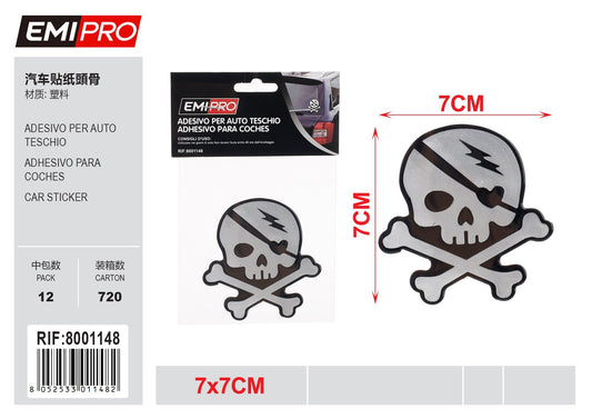 2 PZ Adesivo per Auto Forma Cranio 7x7cm Resistente all' Autolavaggio Per Auto Scooter Camion