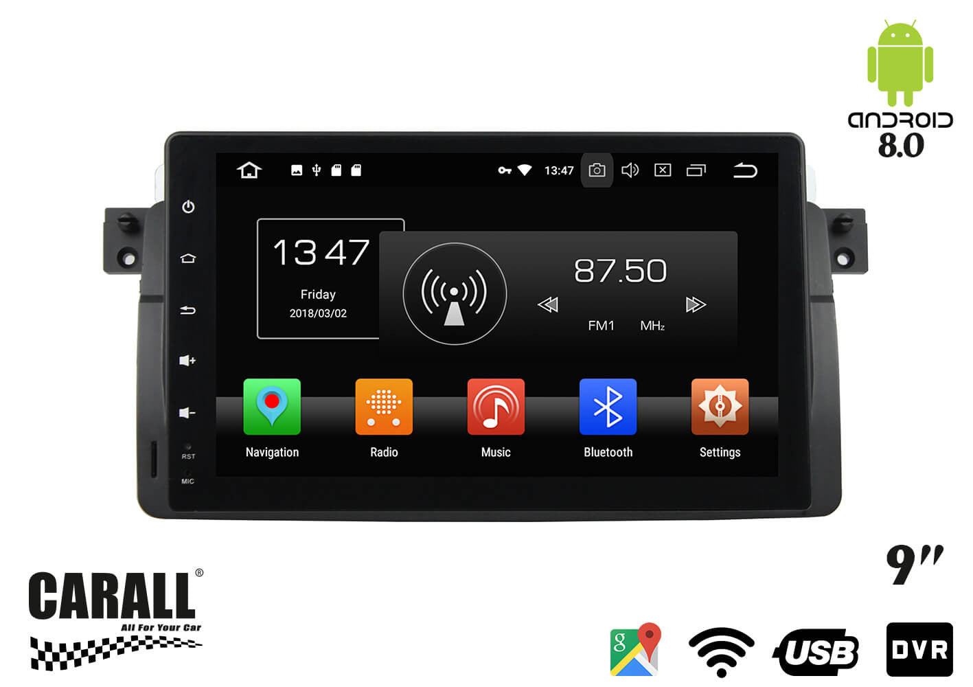 Autoradio Android 8,0 BMW E46 GPS DVD USB SD WI-FI Bluetooth Navigatore