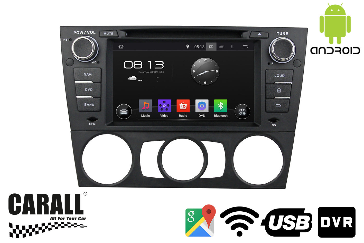 Autoradio Android 8,0 BMW E90 GPS DVD USB SD WI-FI Bluetooth Navigatore