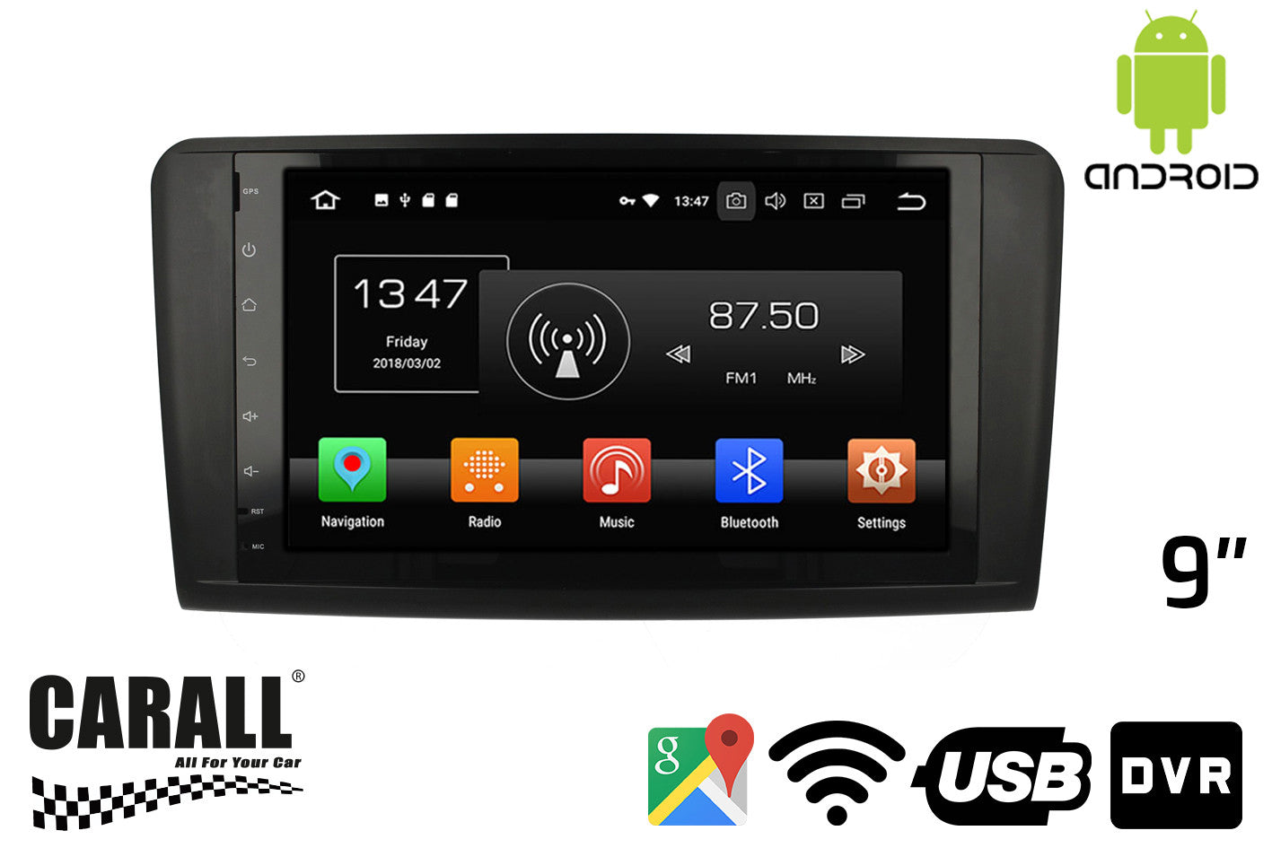 Autoradio Android 8,0 Mercede Benz ML GPS DVD USB SD WI-FI Bluetooth Navigatore