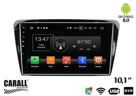 Autoradio Android 8,0 Skoda Octavia 2014 GPS DVD USB SD WI-FI Bluetooth Navigatore