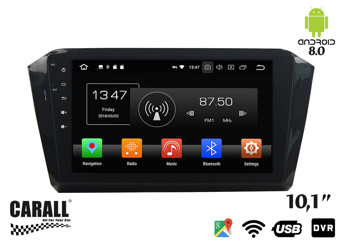 Autoradio Android 8,0 VW Passat 2016 GPS DVD USB SD WI-FI Bluetooth Navigatore