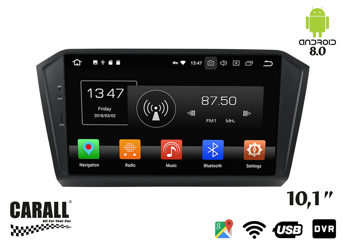 Autoradio Android 8,0 VW Passat GPS DVD USB SD WI-FI Bluetooth Navigatore