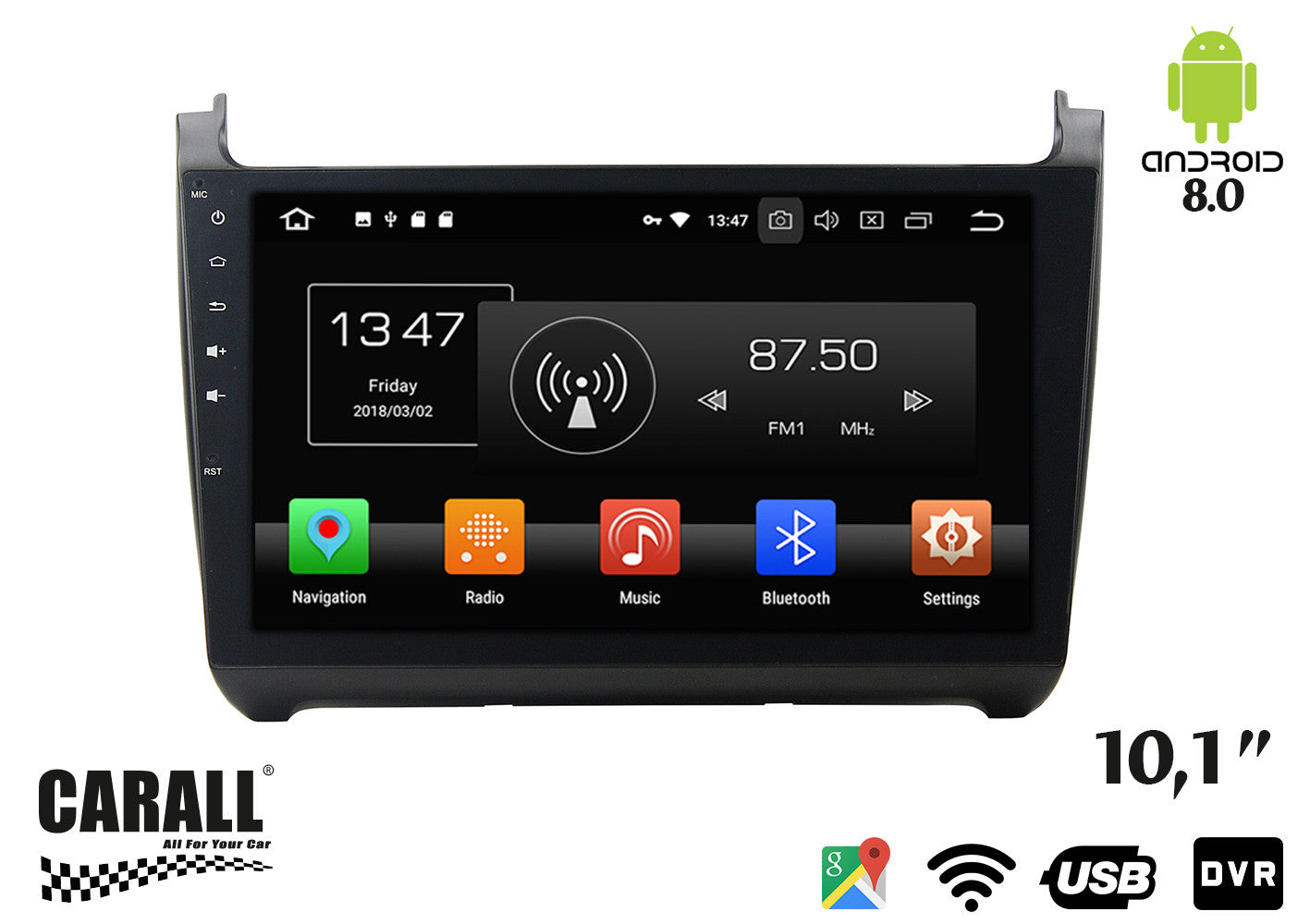 Autoradio Android 8,0 VW Polo GPS DVD USB SD WI-FI Bluetooth Navigatore