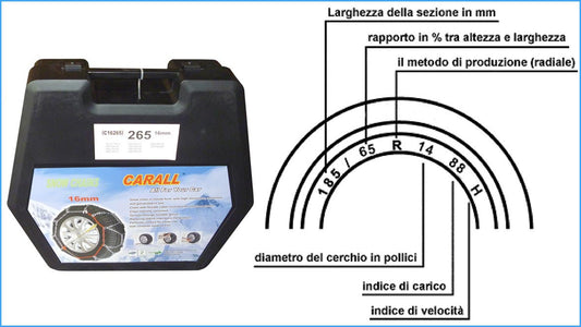 Catene Da Neve 16mm 4WD Per SUV 4X4 Gruppo 260 Carall 235/85-16 225/75-17,5