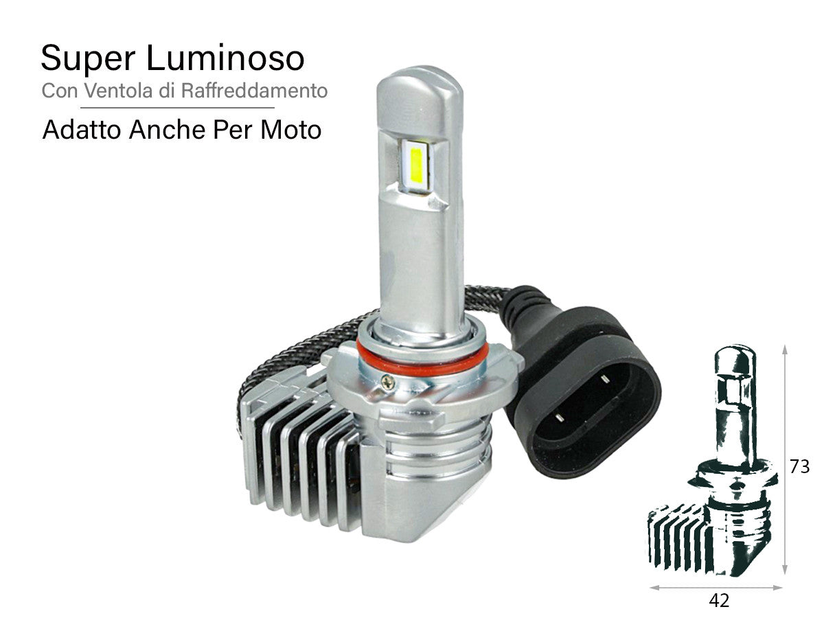 Kit Full Led All In One Canbus HB3 9005 HB4 9006 30W 12V 24V Per Auto Moto Scooter Camion Bianco 4000 Lumen Con Ventola Silenzio